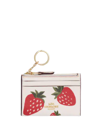 Coach Mini Skinny Id Case With Wild Strawberry Print | Brixton Baker Coach Mini Skinny Id Case With Wild Strawberry Print | Brixton Baker