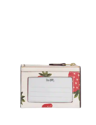 Coach Mini Skinny Id Case With Wild Strawberry Print