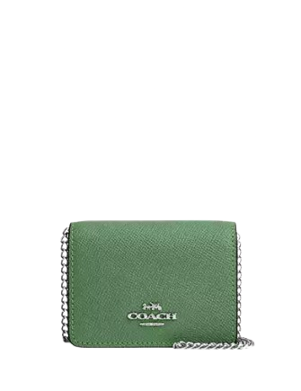 COACH Mini Wallet On A Chain チェーン付ミニウォレット CR372 NWT Coach CR372 Mini Wallet on a Chain Pale Green Embossed