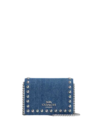 Coach Mini Wallet On A Chain With Rivets