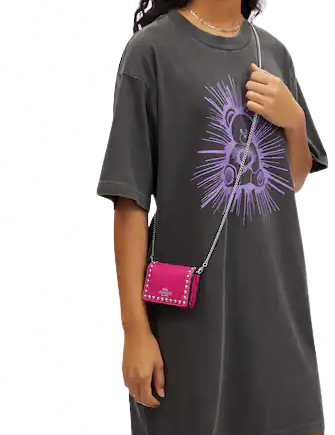 Coach Mini Wallet On A Chain With Rivets