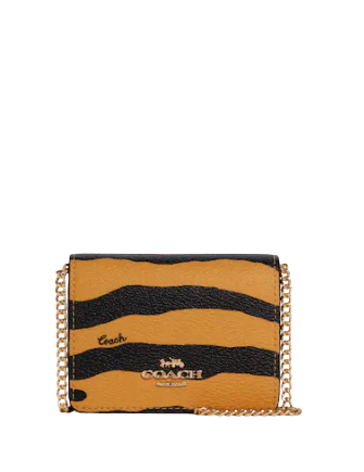 Coach Mini Wallet On A Chain With Tiger Print