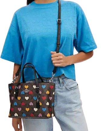 Coach Mollie Tote 25 In Signature Canvas With Heart Print
