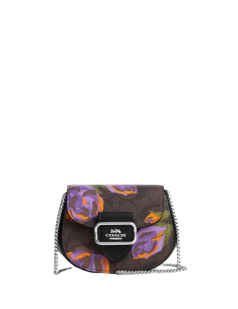 Coach Morgan Card Case On A Chain In Signature Canvas With