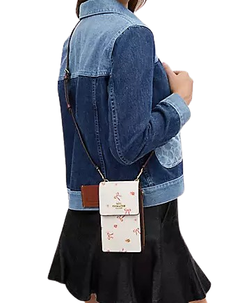 Coach North South Phone Crossbody With Bow Print