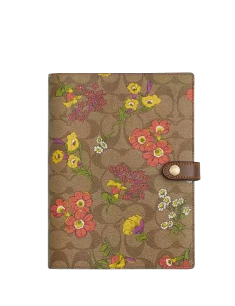 Coach Notebook In Signature Canvas With Floral Print