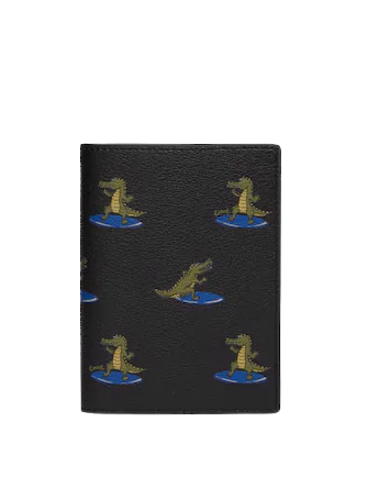 Coach Passport Case With Surfing Crocodile Print