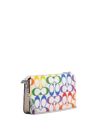 Coach Poppy Crossbody With Card Case In Rainbow Signature Canvas Coach Poppy Crossbody With Card Case In Rainbow Signature Canvas