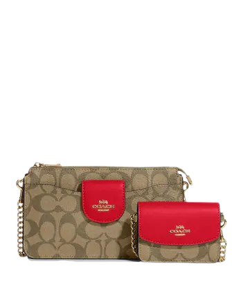 Coach Poppy Crossbody With Card Case In Signature Canvas