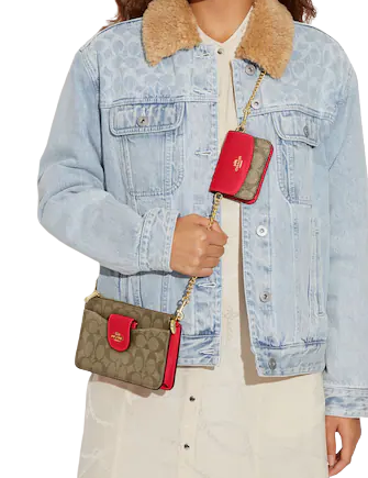 Coach Poppy Crossbody With Card Case In Signature Canvas | Brixton Coach Poppy Crossbody With Card Case In Signature Canvas | Brixton