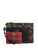 Coach Pouch Trio In Signature Canvas With Vintage Rose Print And Tartan Plaid Print