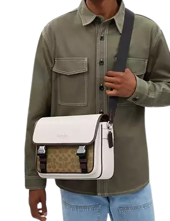 Coach Racer Messenger In Colorblock Signature Canvas Coach Racer Messenger In Colorblock Signature Canvas