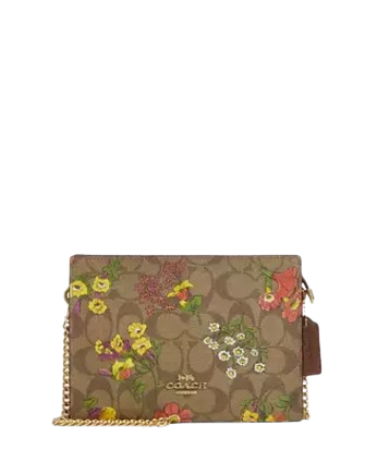 Coach Slim Crossbody In Signature Canvas With Floral Print