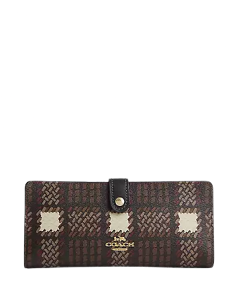 Coach Slim Wallet With Brushed Plaid Print
