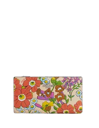 Coach Slim Zip Wallet With Floral Print
