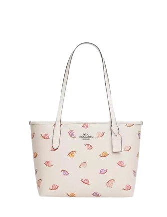 Coach Small City Tote With Snail Print
