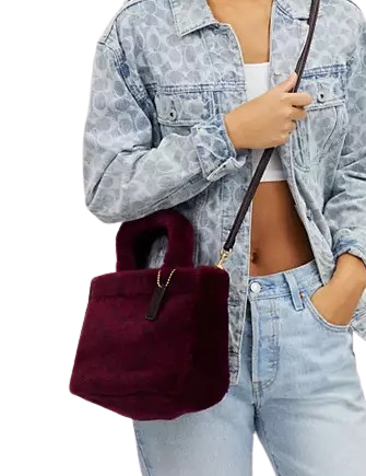 Coach Small Tote In Shearling