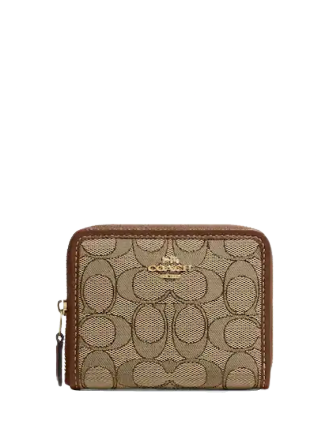 Coach Small Zip Around Wallet In Signature Jacquard