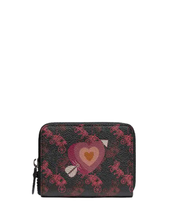Coach Small Zip Around Wallet With Horse And Carriage Print