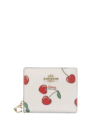 Coach Snap Wallet With Heart Cherry Print