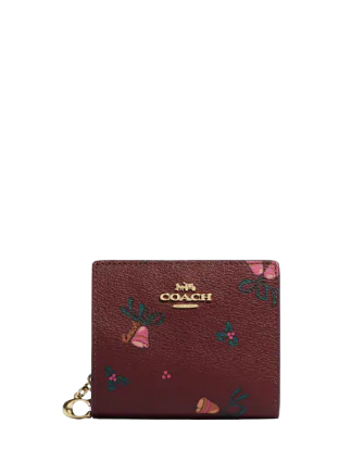 Coach Snap Wallet With Holiday Bells Print