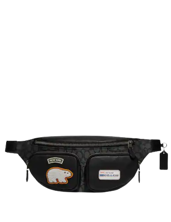 Coach Sprint Belt Bag In Signature Jacquard With Ski Patches