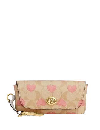 Coach Sunglass Case In Signature Canvas With Heart Print