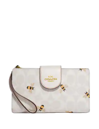 Coach Tech Wallet In Signature Canvas With Bee Print