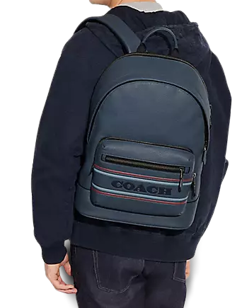 Coach West Backpack With Coach Stripe