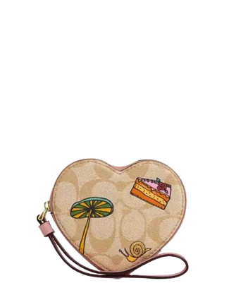 Coach Coach X Observed By Us Heart Coin Case In Signature Canvas Coach Coach X Observed By Us Heart Coin Case In Signature Canvas