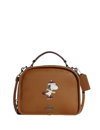 Coach Coach X Peanuts Lunch Pail With Snoopy Ice Skate Motif
