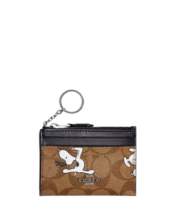 Coach Coach X Peanuts Mini Skinny Id Case In Signature Canvas With Snoopy Print