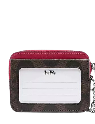 Coach Zip Card Case In Signature Canvas