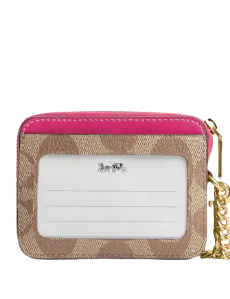 Coach Zip Card Case In Signature Canvas