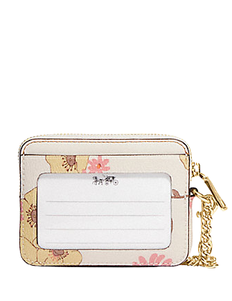 Coach Zip Card Case With Floral Cluster Print