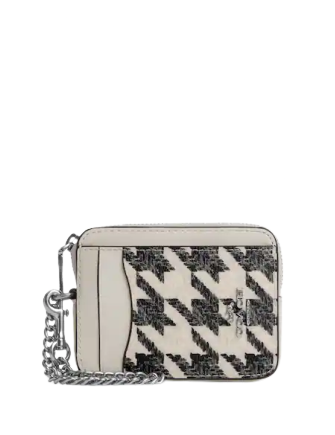 Coach Zip Card Case With Houndstooth Print