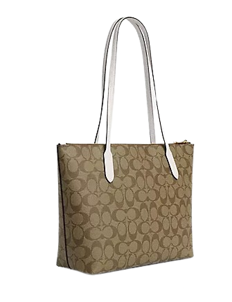 Coach Zip Top Tote In Signature Canvas With Horse And Sleigh Coach Zip Top Tote In Signature Canvas With Horse And Sleigh
