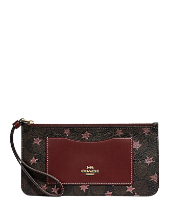 Coach Zip Top Wallet In Signature Canvas With Pop Star Print