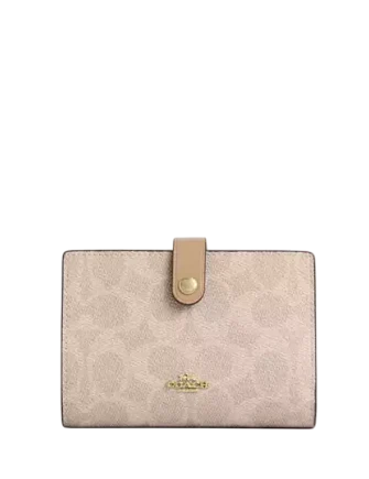 Coach 2 In 1 Wallet In Blocked Signature Canvas Sand Tan