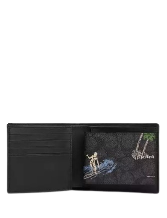 Coach 3 In 1 Wallet In Signature Canvas With Surf Print Charcoal