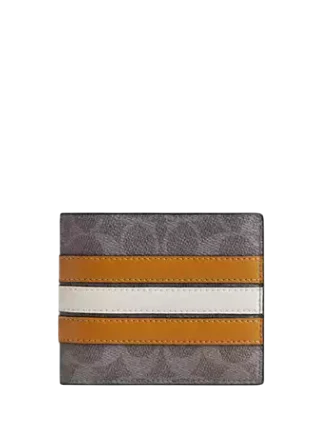 Coach 3 In 1 Wallet In Signature Canvas With Varsity Stripe  Grey 