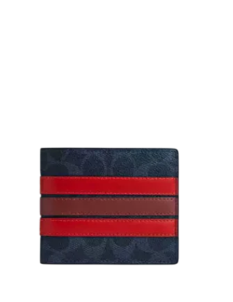 Coach 3 In 1 Wallet In Signature Canvas With Varsity Stripe