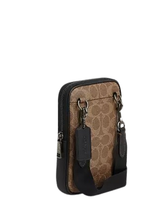 Coach Aden Crossbody Bag In Signature Canvas Tan Black