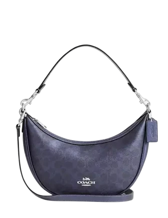 Coach Aria Shoulder Bag In Signature Canvas Blue Navy