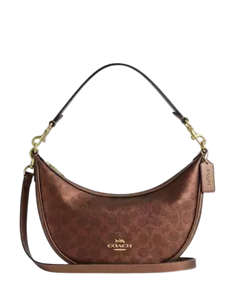 Coach Aria Shoulder Bag In Signature Canvas Brown Copper