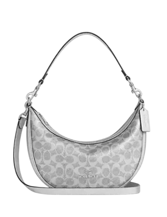 Coach Aria Shoulder Bag In Signature Canvas Gray Silver