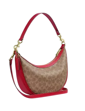 Coach Aria Shoulder Bag In Signature Canvas Tan Carnation