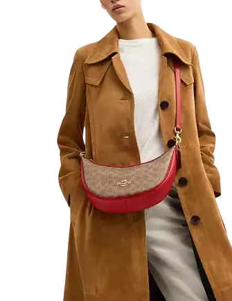 Coach Aria Shoulder Bag In Signature Canvas Tan Carnation