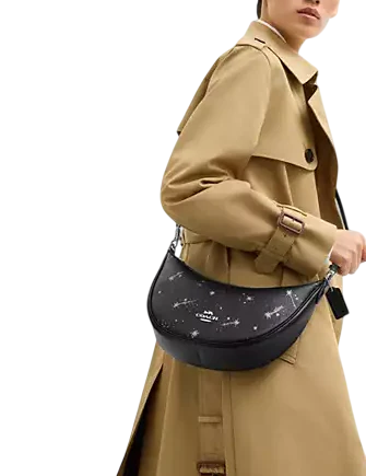 Coach Aria Shoulder Bag With Star Print Black