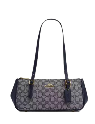 Coach Asher Shoulder Bag In Signature Jacquard Navy Midnight Navy